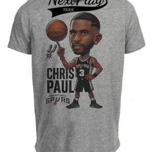San Antonio Spurs Chris Paul Exclusive Retro Basketball PG Artwork Heather Gray Sublimated T-Shirt