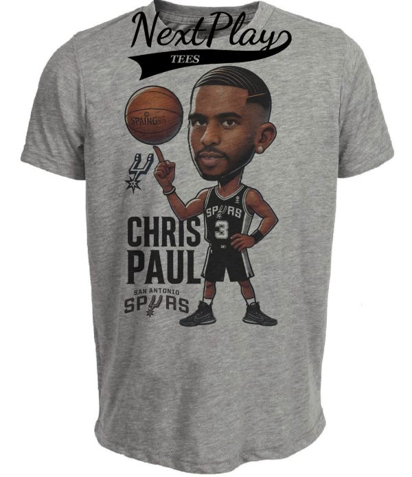 San Antonio Spurs Chris Paul Exclusive Retro Basketball PG Artwork Heather Gray Sublimated T-Shirt