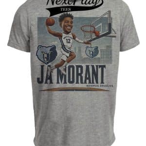 Memphis Grizzlies Ja Morant Exclusive Retro Basketball Dunk Artwork Heather Gray Sublimated T-Shirt