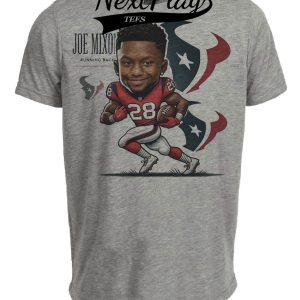 Houston Texans Joe Mixon Exclusive Retro Football Artwork Heather Gray Sublimated T-Shirt