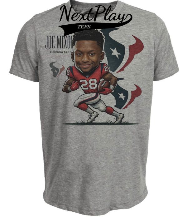 Houston Texans Joe Mixon Exclusive Retro Football Artwork Heather Gray Sublimated T-Shirt