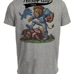 Detroit Lions vs. Washington Commanders Exclusive Retro Rivalries Playoff Football Stomp Artwork Heather Gray Sublimated T-Shirt