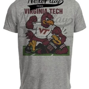 Virginia Tech Hokies vs. South Carolina Gamecocks Exclusive Retro Rivals Football Artwork Heather Gray Sublimated T-Shirt