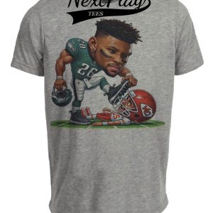 Philadelphia Eagles Saquon vs. Kansas City Chiefs Mahomes Exclusive Retro Rivalries Football Super Bowl Stomp Artwork Heather Gray Sublimated T-Shirt