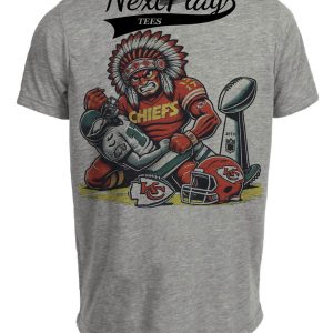 Kansas City Chiefs vs. Philadelphia Eagles Exclusive Retro Rivalries Football Super Bowl Trophy Artwork Heather Gray Sublimated T-Shirt