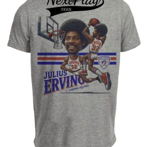 Virginia Squires Julius Erving Dr. J Exclusive Retro ABA Basketball 1972 Artwork Heather Gray Sublimated T-Shirt