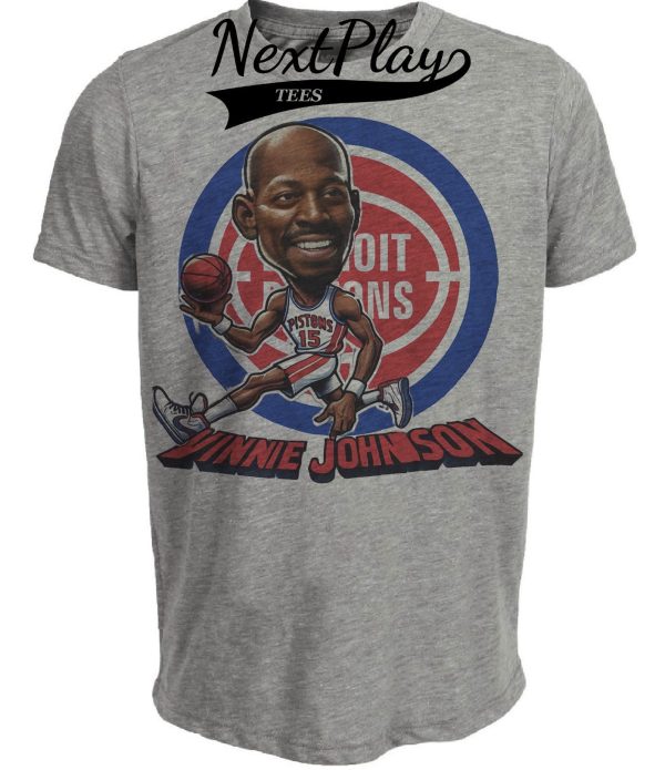 Detroit Pistons Vinnie Johnson Bad Boys Exclusive Retro Basketball 1989 Artwork Heather Gray Sublimated T-Shirt