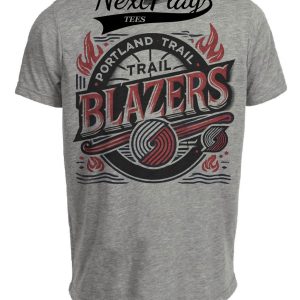 Portland Trailblazers Exclusive Retro Pro Basketball Artwork Heather Gray Sublimated T-Shirt