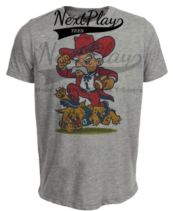 Mississippi Ole Miss Rebels vs. Kentucky Wildcats Exclusive Retro Rivals Football Artwork Heather Gray Sublimated T-Shirt