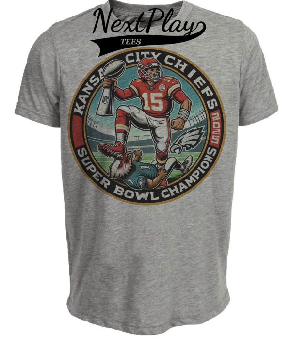 Kansas City Chiefs vs. Philadelphia Eagles Exclusive Retro Rivalries Football Super Bowl Champs Artwork Heather Gray Sublimated T-Shirt