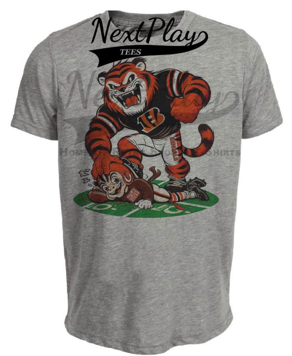 Cincinnati Bengals vs. Cleveland Browns Exclusive Retro Rivals Football Artwork Heather Gray Sublimated T-Shirt