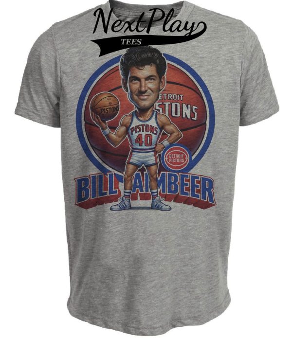 Detroit Pistons Bill Laimbeer Bad Boys Exclusive Retro Basketball 1989 Artwork Heather Gray Sublimated T-Shirt