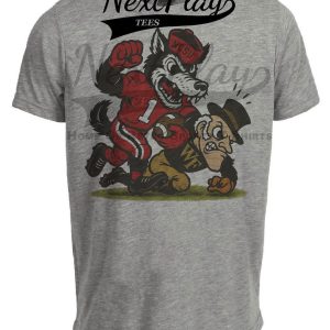 NC State Wolfpack vs. Wake Forest Demon Deacons Exclusive Retro Rivals Football Artwork Heather Gray Sublimated T-Shirt