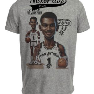 San Antonio Spurs Victor Wembanyama Exclusive Retro Basketball Artwork Heather Gray Sublimated T-Shirt