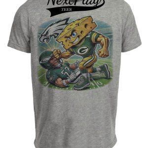 Green Bay Packers vs. Philadelphia Eagles Exclusive Retro Rivalries Football Punch Artwork Heather Gray Sublimated T-Shirt