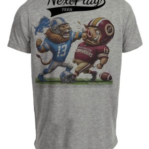Detroit Lions vs. Washington Commanders Exclusive Retro Rivalries Playoff Football Punch Artwork Heather Gray Sublimated T-Shirt