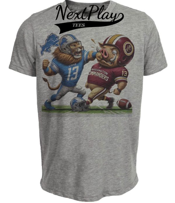 Detroit Lions vs. Washington Commanders Exclusive Retro Rivalries Playoff Football Punch Artwork Heather Gray Sublimated T-Shirt