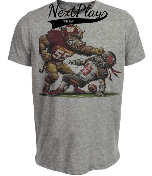 Washington Commanders vs. Tampa Bay Buccaneers Exclusive Retro Rivalries Football Artwork Heather Gray Sublimated T-Shirt