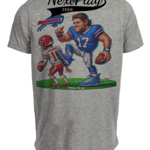 Buffalo Bills Josh Allen vs. Kansas City Chiefs Patrick Mahomes Exclusive Retro Rivalries Football Artwork Heather Gray Sublimated T-Shirt