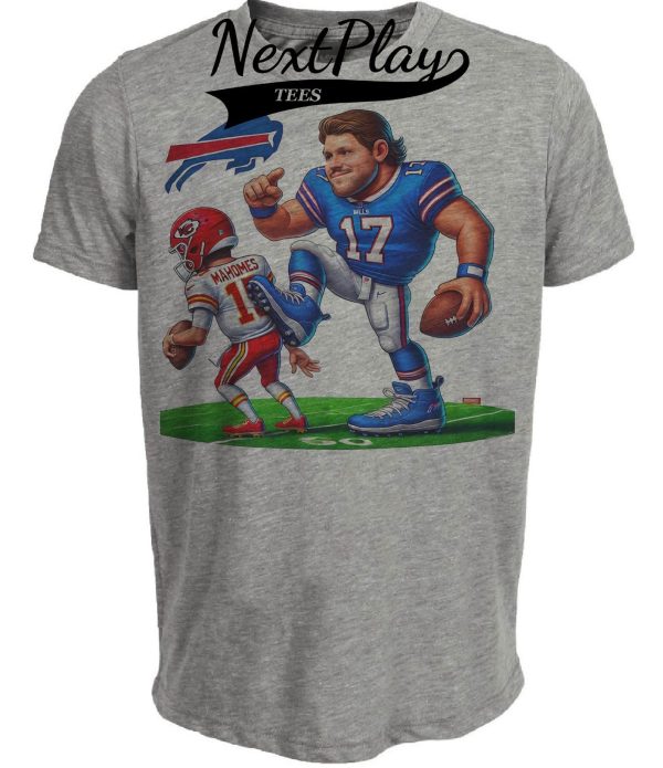 Buffalo Bills Josh Allen vs. Kansas City Chiefs Patrick Mahomes Exclusive Retro Rivalries Football Artwork Heather Gray Sublimated T-Shirt