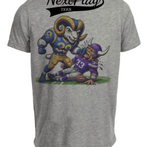 Los Angeles Rams vs. Minnesota Vikings Exclusive Retro Rivalries Football Punch Artwork Heather Gray Sublimated T-Shirt