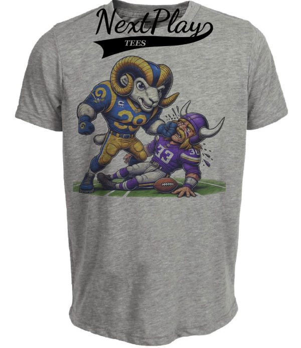 Los Angeles Rams vs. Minnesota Vikings Exclusive Retro Rivalries Football Punch Artwork Heather Gray Sublimated T-Shirt