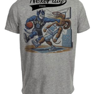Duke Blue Devils vs. North Carolina Tar Heels Exclusive Retro Rivalries Basketball KO Artwork Heather Gray Sublimated T-Shirt