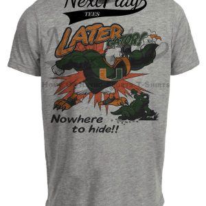 Miami Hurricanes vs. Florida Gators Later Gator Retro Rivals Football 1990 Artwork Heather Gray Sublimated T-Shirt