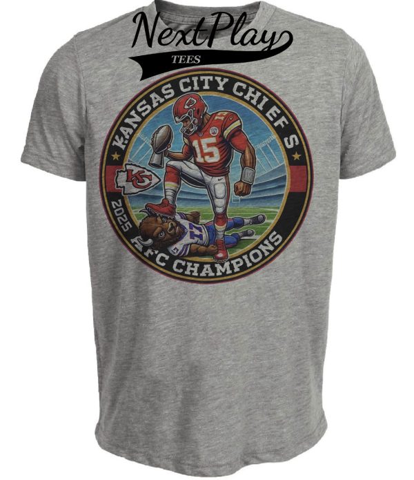 Kansas City Chiefs vs. Buffalo Bills Exclusive Retro Rivalries Conference Champs Football Artwork Heather Gray Sublimated T-Shirt