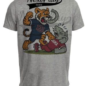 Auburn Tigers vs. Alabama Crimson Tide Exclusive Retro Rivals Football Nose Bite Iron Bowl Artwork Heather Gray Sublimated T-Shirt