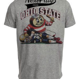 Ohio State Buckeyes vs. Notre Dame Fighting Irish Exclusive Retro Rivalries Football Artwork Heather Gray Sublimated T-Shirt
