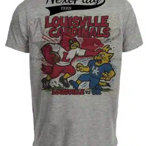 Louisville Cardinals vs. Kentucky Wildcats Retro Rivals Football Artwork Heather Gray Sublimated T-Shirt