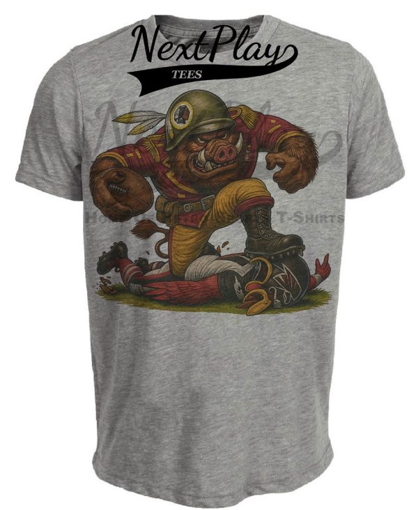 Washington Redskins vs. Atlanta Falcons Exclusive Retro Rivals Football Artwork Heather Gray Sublimated T-Shirt