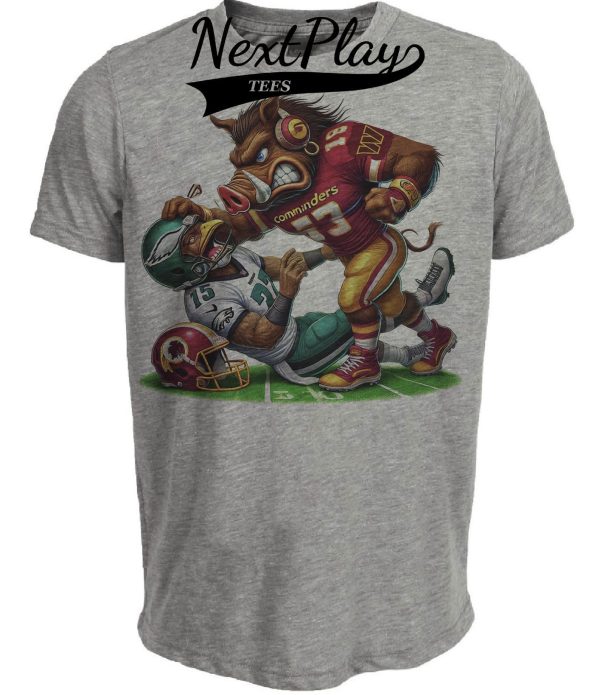 Washington Commanders vs. Philadelphia Eagles Exclusive Retro Rivalries Football Artwork Heather Gray Sublimated T-Shirt