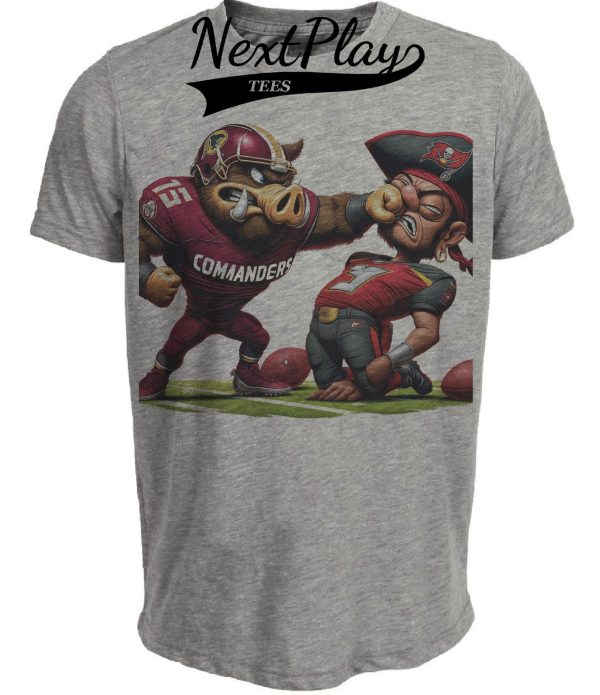 Washington Commanders vs. Tampa Bay Buccaneers Exclusive Retro Rivalries KO Football Artwork Heather Gray Sublimated T-Shirt