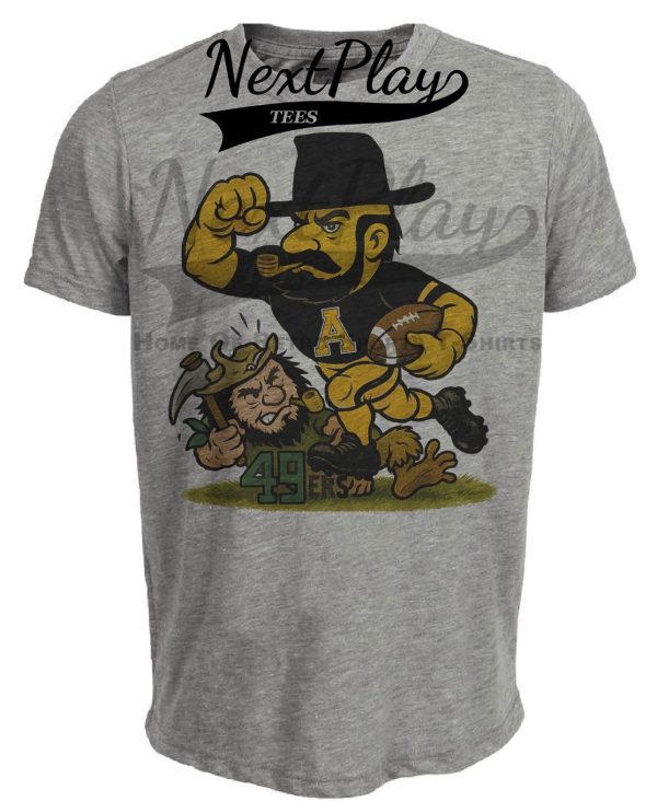 Appalachian State Mountaineers vs. Charlotte 49ers Exclusive Retro Rivals Football Artwork Heather Gray Sublimated T-Shirt