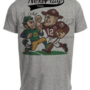Texas A&M Aggies vs. Notre Dame Fighting Irish Exclusive Retro Rivals Football Artwork Heather Gray Sublimated T-Shirt