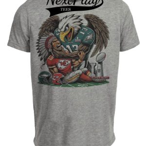 Philadelphia Eagles vs. Kansas City Chiefs Exclusive Retro Rivalries Football Super Bowl Champions Artwork Heather Gray Sublimated T-Shirt