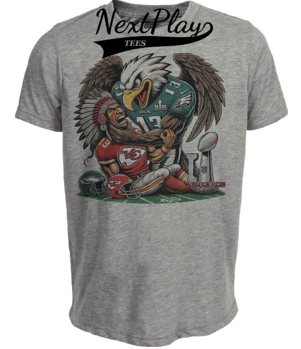 Philadelphia Eagles vs. Kansas City Chiefs Exclusive Retro Rivalries Football Super Bowl Champions Artwork Heather Gray Sublimated T-Shirt