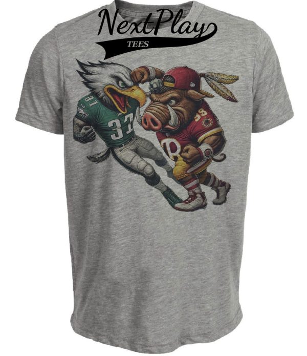Washington Redskins vs. Philadelphia Eagles Exclusive Retro Rivalries Playoff Football Artwork Heather Gray Sublimated T-Shirt