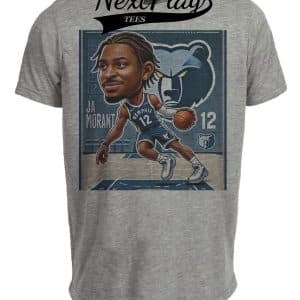 Memphis Grizzlies Ja Morant PG Exclusive Retro Basketball Artwork Heather Gray Sublimated T-Shirt