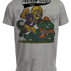 LSU Tigers vs. Florida Gators Exclusive Retro Rivals Football Artwork Heather Gray Sublimated T-Shirt