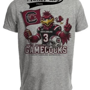 South Carolina Gamecocks Exclusive Retro Football Flag Artwork Heather Gray Sublimated T-Shirt