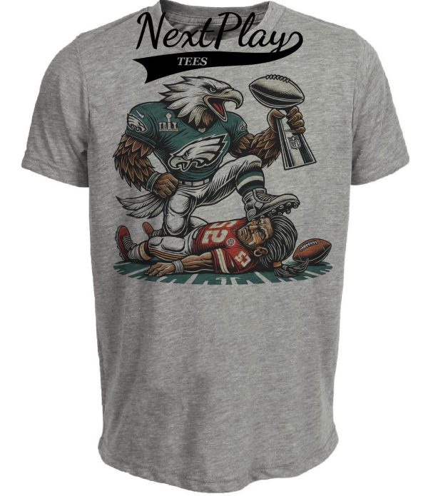Philadelphia Eagles vs. Kansas City Chiefs Exclusive Retro Rivalries Football Super Bowl Champs Artwork Heather Gray Sublimated T-Shirt