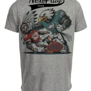 Philadelphia Eagles vs. Kansas City Chiefs Exclusive Retro Rivalries Football Punch Artwork Heather Gray Sublimated T-Shirt