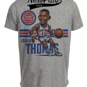 Detroit Pistons Isiah Thomas Bad Boys Exclusive Retro Basketball 1990 Artwork Heather Gray Sublimated T-Shirt