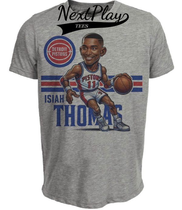 Detroit Pistons Isiah Thomas Bad Boys Exclusive Retro Basketball 1990 Artwork Heather Gray Sublimated T-Shirt