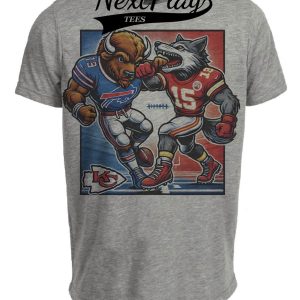 Kansas City Chiefs vs. Buffalo Bills Exclusive Retro Rivalries Football House Divided Artwork Heather Gray Sublimated T-Shirt