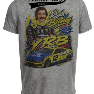 Ryan Blaney Driver Retro Race Car Gray Sublimated T-Shirt