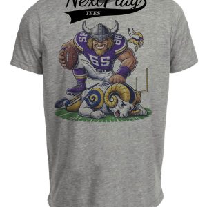 Minnesota Vikings vs. Los Angeles Rams Exclusive Retro Rivalries Football Stomp Artwork Heather Gray Sublimated T-Shirt